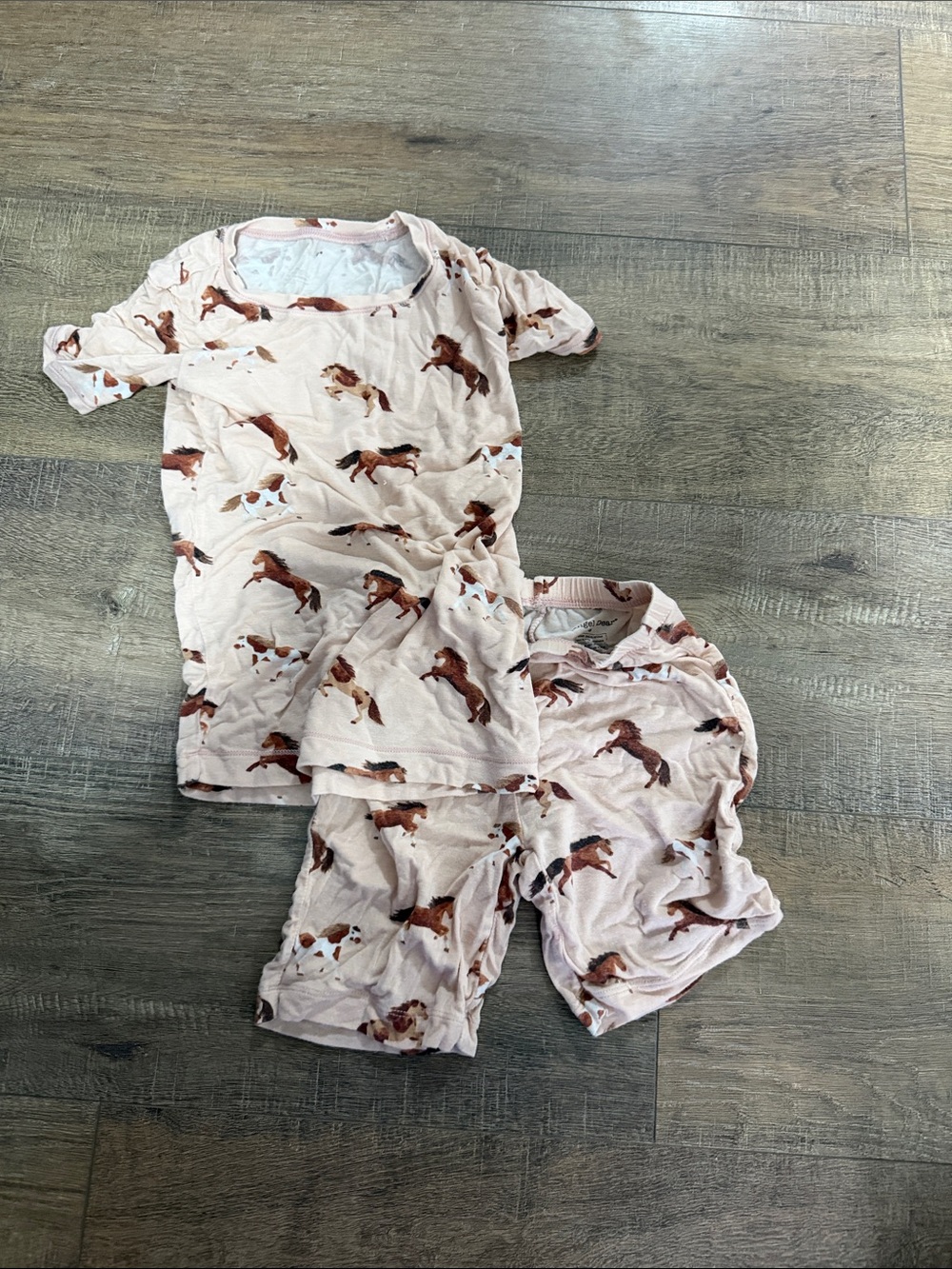Little Sleepies Pale Pink Horse Short Sleeve Pajama Set